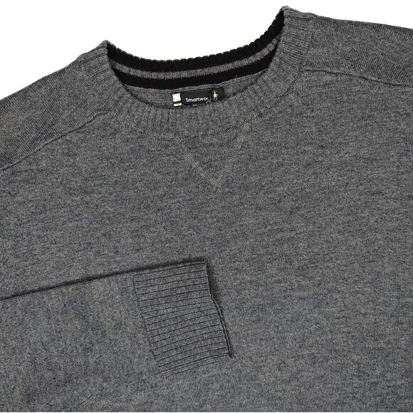 Smartwool Mens Medium Sparwood Crew Sweater Gray Merino Wool Blend Pullover Neck - Picture 1 of 6